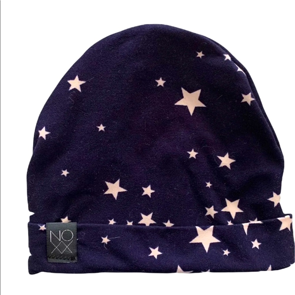 NOXX navy and white starred infant slouch beanie